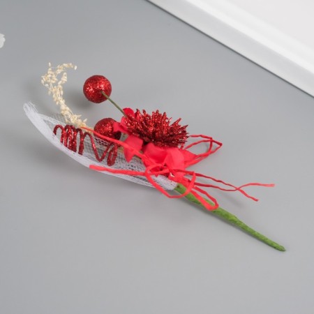 Decorative bouquet "Chrysanthemum" with brilliance, 5x9 cm, red-1