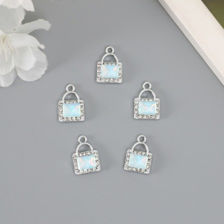 Decor for creativity metal, rhinestones "handbag" blue 1.7x1.2 cm-2