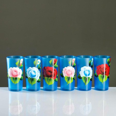 Set for juice with a tray "Zhostovo" Art painting, 6 glasses 1250/200 ml-5