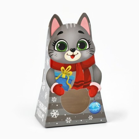 Folding box with the Cat window, 9 x 15.6 x 6 cm, New Year-1