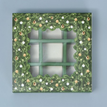 Box for 9 sweets with cells “Happy New Year” 14.5 x 14.5 x 3.5 cm, New Year-3