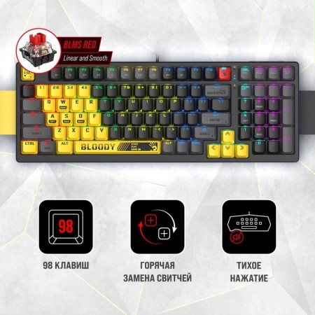 Keyboard A4Tech Bloody S98 Mechanical Yellow/Gray USB for Gamer Led (Sports Lime)-1