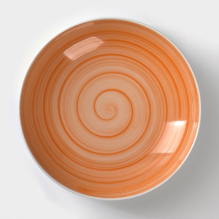 Deep porcelain plate Infinity, 700 ml, D = 20.5 cm, Orange color