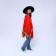 Mexico carnival costume, hat, poncho, red color