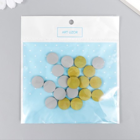 Beads for creativity wood "flat circle" set 20 pcs gray, green 0.4x1.5x1.5 cm-3