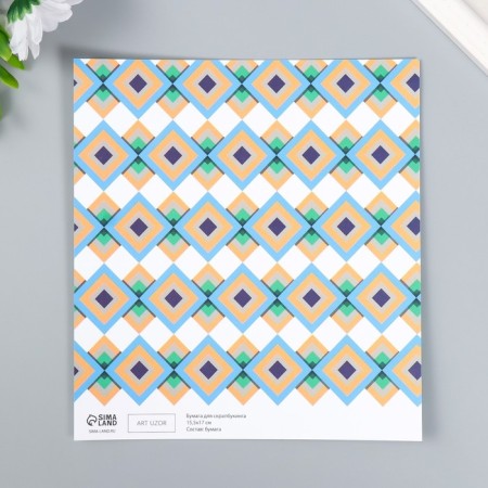 Scrapbooking paper bilateral "rhombus" density 180 g 15.5x17 cm-2