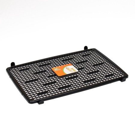 Dog toilet 46.5 x 35.5 x 5.5 cm, with a wall, a removable grille and a column, black-2