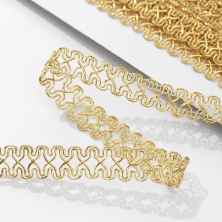 Decorative braid “Sanding clock”, 14 mm, 10 ± 1 m, gold color-1
