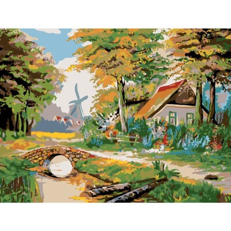 Picture on numbers on a canvas with a subframe "House in the Forest", 40 x 30 cm-1