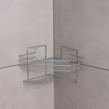 Wall shelf, with a soap dish, 20 × 20 × 15.5 cm, chromium color-2