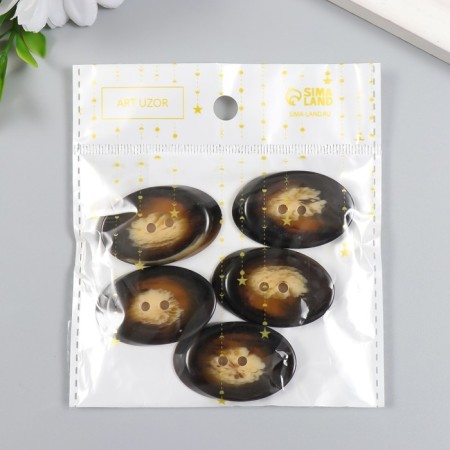 Button plastic for creativity 2 punctures "Eclipse. Oval" 4x2.5x0.5 cm-3