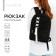 School textile school backpack with a white ribbon, 38x29x11 cm, black color, lightning department