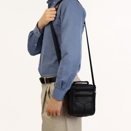 Male bag on lightning, long belt, black color-5