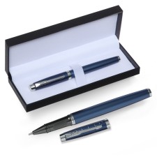 Gift Roller pen, in the leatherette case, the case is blue, silver