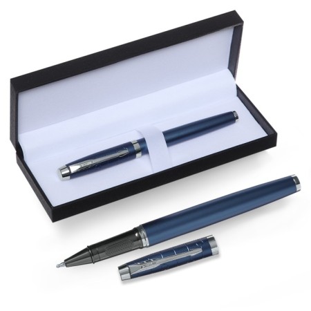 Gift Roller pen, in the leatherette case, the case is blue, silver