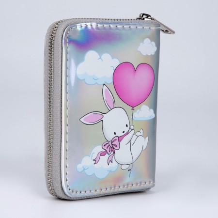 Wallet with a holographic effect, silver color-2