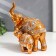 Souvenir Polystone "Golden Elephant with an Elephant in the Mirror Popon" 17.5x15x9.5 cm