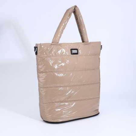 Luggage bag, external pocket, long belt, beige color-2