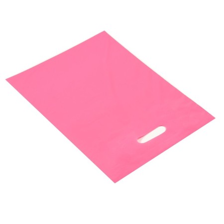 Polyethylene package with a cut handle, pink 30-40 cm, 50 μm-1
