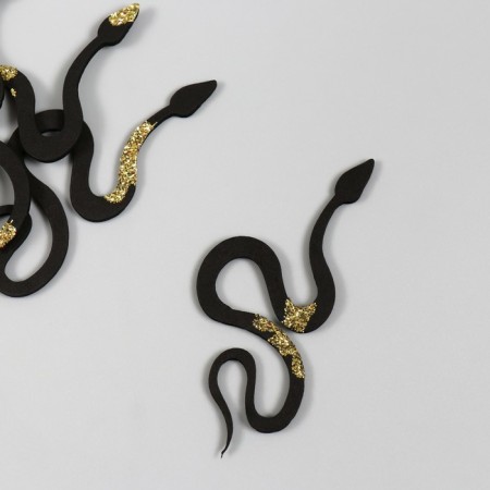 Decor "Black-gold snake" Foamiran, 7 cm (set 6 pcs)