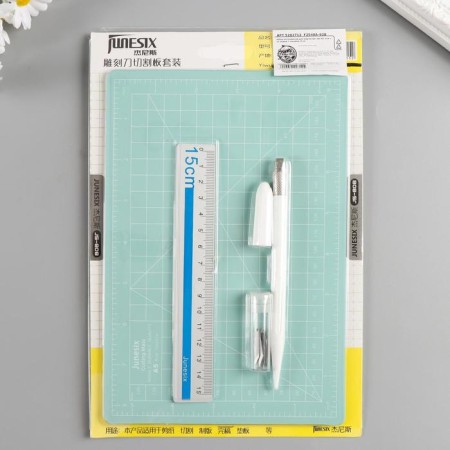 A set of tools for creativity: mate A5, knife + 12 blades + ruler 15 cm-4
