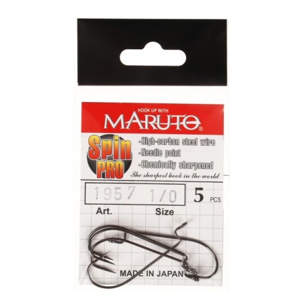 Offset hooks Maruto, series Spin Pro 1957, BN color, No. 1/0, 5 pcs.