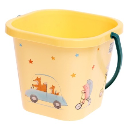 Set for playing in the sand: bucket, sieve, scoop, rake, 4 molds-1