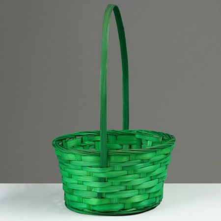 Wicker basket, d21 x 10/34 cm, green, bamboo-1