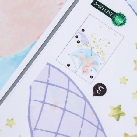 Sticker Plastic Interior color "Alpaca in a paper boat" 30x60 cm set 2 sheets-2