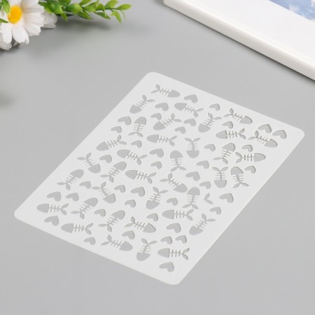 Stencil of background plastic "Fish bones" 15x20 cm-1