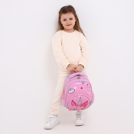 Baby backpack on lightning, 3 outer pockets, pink color-1