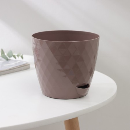 Pot for flowers with basal watering "Rumba", 1 l, brown color-1