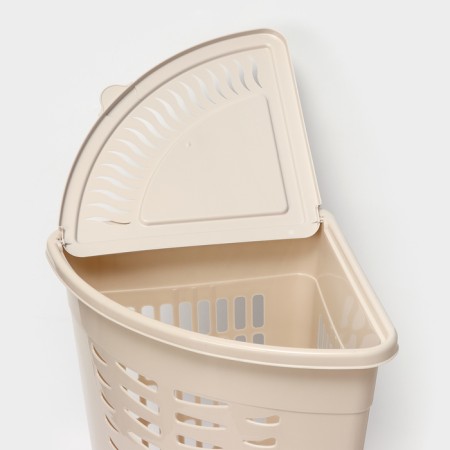 Corner underwear basket with a lid, 45 l, 37 × 50 × 56 cm, ivory color-2