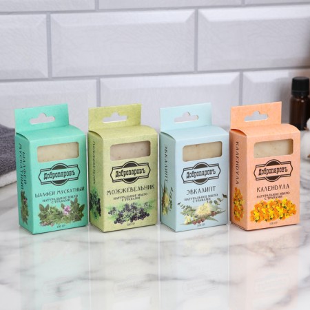 A set of natural soap "Eucalyptus, calendula, juniper, sage" 4x100 g of Dobroparov-2