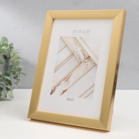 Photo frame Plastic "Mira" 15x21 cm, 641811 gold (plastic screen)-2