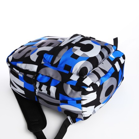 School backpack from textiles on lightning, 3 pockets, blue color-4