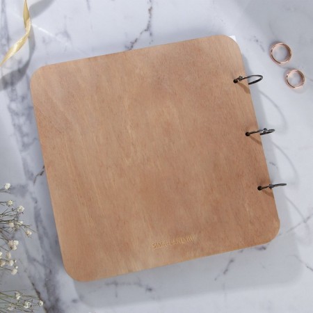 Book of wishes for a wedding in a wooden cover "Flowers".-4