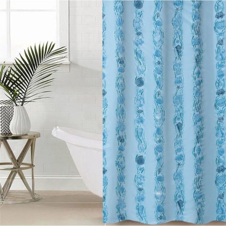 Curtain for the bathroom "shell", 180 × 180 cm, blue color