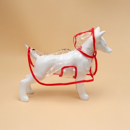 Dog raincoat, size L (DS 30, OG 41-46, Osh 42 cm), red-1