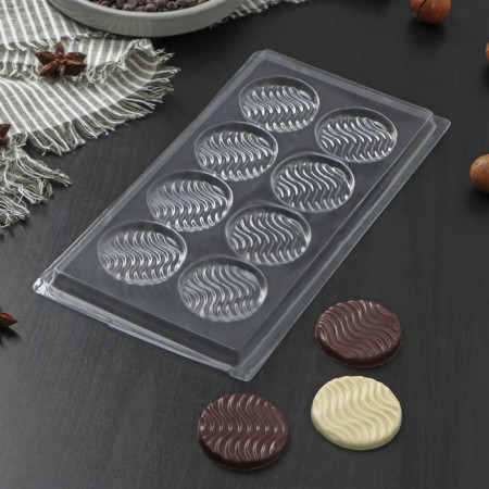 Form for chocolate and sweets "Wave", 8 cells, 22 × 11 cm, transparent color