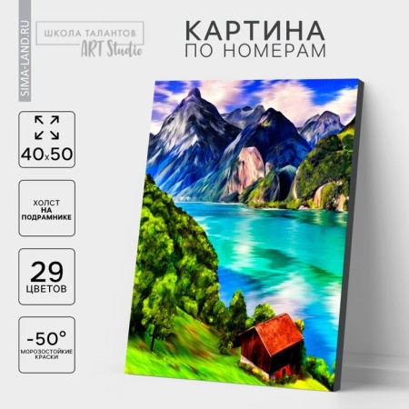 Picture on numbers on a canvas with a subframe of the Mountain Lake, 40 x 50 cm