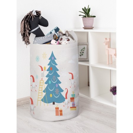 Basket for toys "Gnomes decorate a Christmas tree, size 40x60 cm
