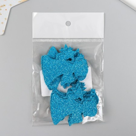 Decor "Angel" blue 5 cm set 10 pcs foam glitter-3