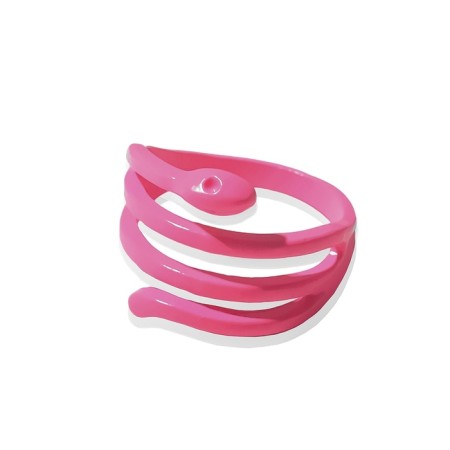 The ring "Snake" is bright, narrow, the color is bright pink, size 18-2