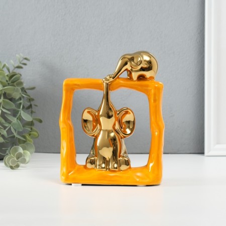 Souvenir Ceramics "Eliors - Support. Square" Orange with gold 6x13.5x17.5 cm