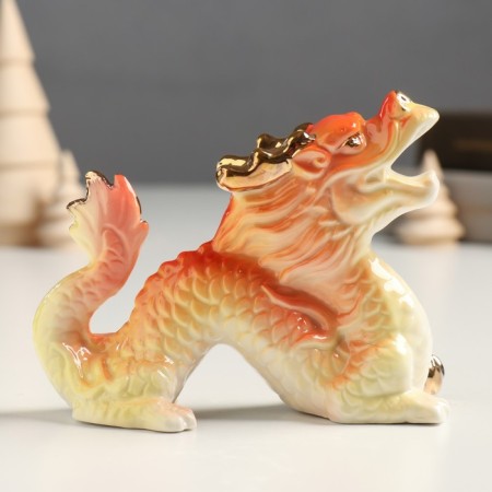 Souvenir Ceramics "Chinese Fiery Dragon - Ryk" with gold 5x12x9 cm-1