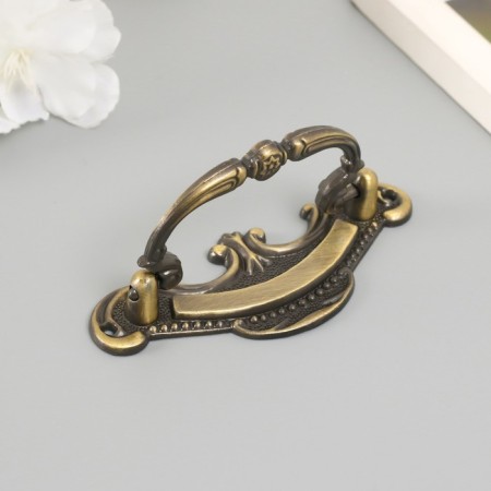 Handle for the casket metal "Patterns" bronze 9x4 cm-2