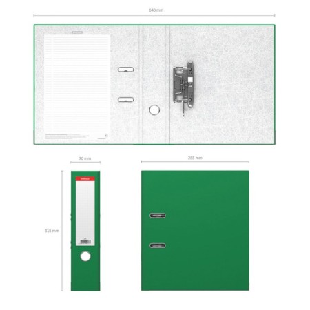 A4, 70 mm, erichkrause, standard, boumvinyl, with label on the spine, lower metal knant, green-2