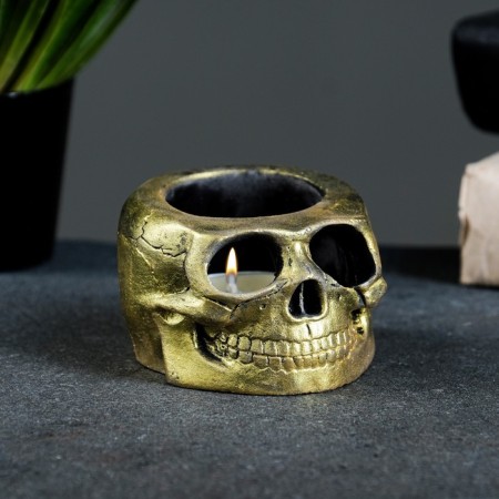 Skull "Skull Muerto" aged gold, 8x7x5cm
