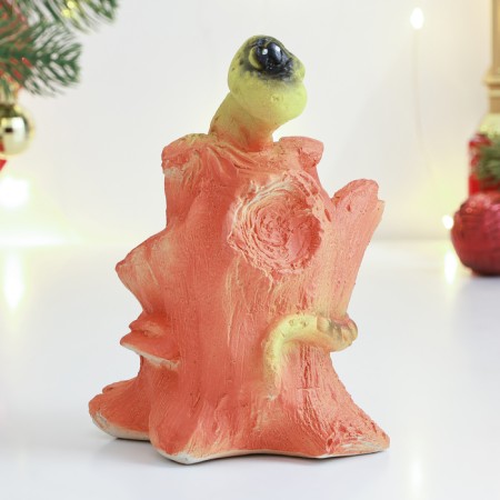 New Year. Symbol 2025. Piggy bank "Snake on a branch" 10x10x16cm